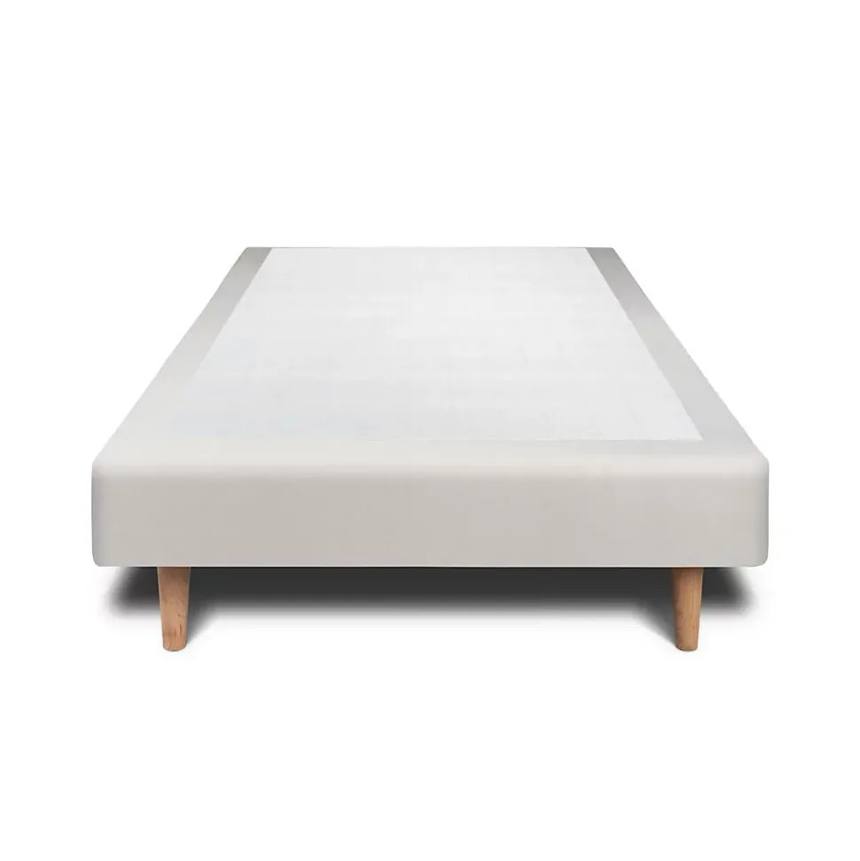 Lit avec tête de lit tapissier velours et sommier tapissier - Lit en bois massif