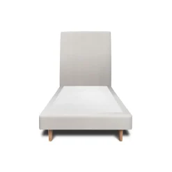 Lit avec tête de lit tapissier velours et sommier tapissier - Lit en bois massif