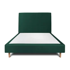 Lit avec tête de lit tapissier velours et sommier tapissier - Lit en bois massif