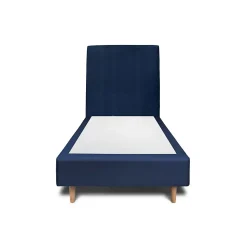 Lit avec tête de lit tapissier velours et sommier tapissier - Lit en bois massif