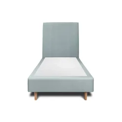 Lit avec tête de lit tapissier velours et sommier tapissier - Lit en bois massif