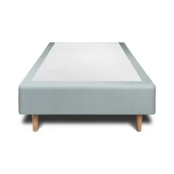 Lit avec tête de lit tapissier velours et sommier tapissier - Lit en bois massif