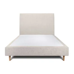 Lit avec tête de lit tapissier tissu et sommier tapissier - Lit en bois massif