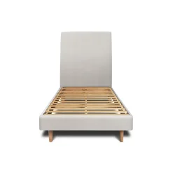 Lit avec tête de lit tapissier velours et sommier kit - Lit en bois massif