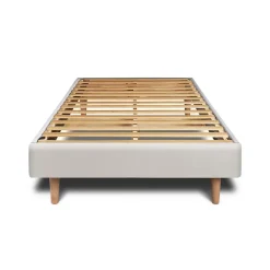Lit avec tête de lit tapissier velours et sommier kit - Lit en bois massif