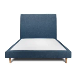 Lit avec tête de lit tapissier tissu et sommier tapissier - Lit en bois massif