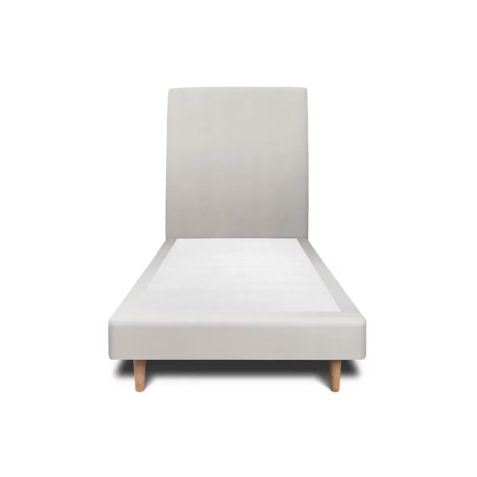 Lit avec tête de lit tapissier velours et sommier tapissier - Lit en bois massif