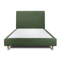 Lit avec tête de lit tapissier tissu et sommier tapissier - Lit en bois massif