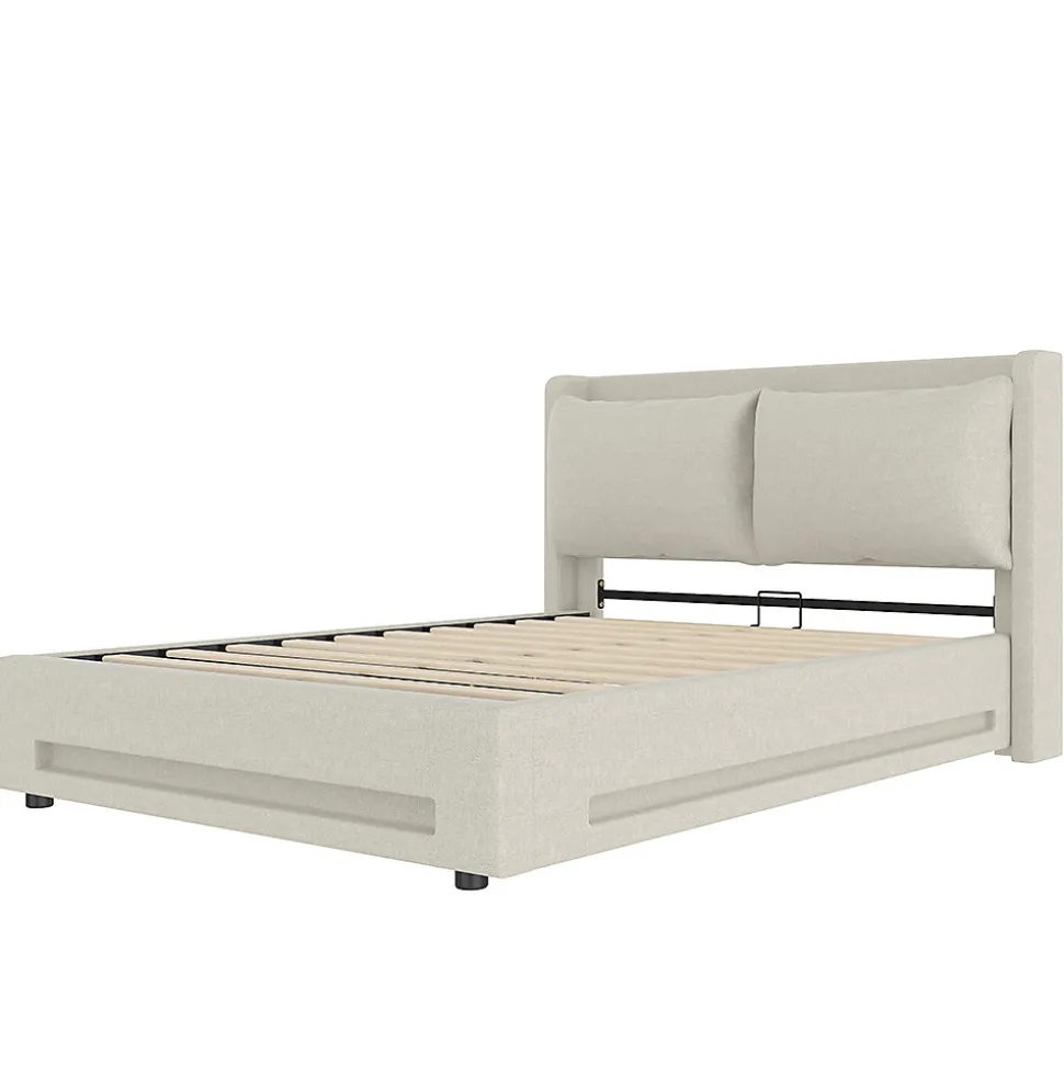 Lit baldaquin velours 140x200 cm, tête de lit élégante, ports USB-C, LED ambiance, rangement - moderne