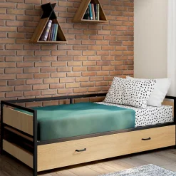 Lit banquette 90 x 190 cm DETROIT convertible 180 x 190 cm style industriel