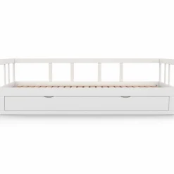 Lit banquette 90 x 190 cm ZOYA convertible 180 x 190 cm blanc avec 1 tiroir de rangement