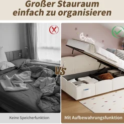 Lit Banquette enfant 90x200 cm - Rembourré Velours avec Prise USB et Rangement Latéral - Sans Matelas - Beige