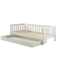 Lit banquette 90x200 sommier et tiroir de lit inclus Vipack Fritz - Blanc