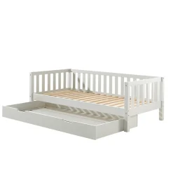 Lit banquette 90x200 sommier et tiroir de lit inclus Vipack Fritz - Blanc