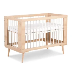 Lit Bébé à Barreaux Avec Sommier Réglable Style Scandinave 120x60 Hêtre