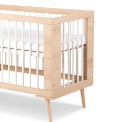 Lit Bébé à Barreaux Avec Sommier Réglable Style Scandinave 120x60 Hêtre