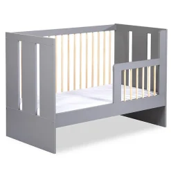 Lit Bébé Enfant évolutif à Barreaux Avec Sommier Réglable Gris / Bois 120x60 Cm