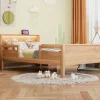 Lit bois massif quatre vingt dix par deux cents avec USB Type C lampe LED tete rangement lit simple fonctionnelle bois
