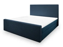 Lit Boxspring ALORIA 160X200 CM POSO 05 + KRONOS 05, Bleu, Lit avec matelas et rangement