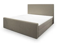 Lit Boxspring ALORIA 160X200 CM POSO 02 + PAROS 02, Beige, Lit avec matelas et rangement