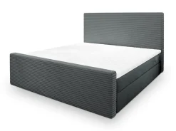 Lit Boxspring ALORIA 180X200 CM POSO 60 + PAROS 06, Gris, Lit avec matelas et rangement