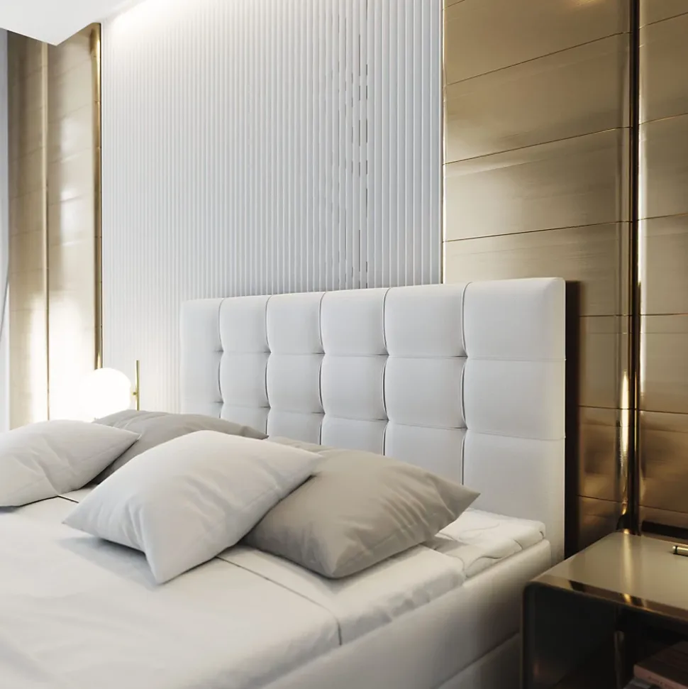 Lit Boxspring AMON 140X200 CM COSMIC 10, Beige, Lit avec matelas et rangement