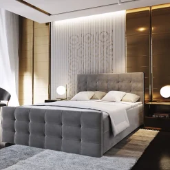 Lit Boxspring AMON 140X200 CM COSMIC 160, Gris, Lit avec matelas et rangement