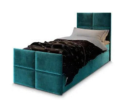 Lit Boxspring ARIEL 90 90X200 CM KRONOS 13, Bleu, Lit avec matelas et rangement
