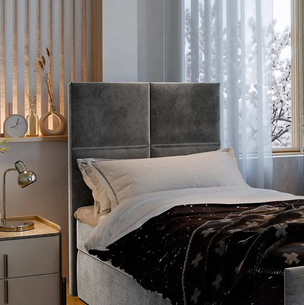 Lit Boxspring ARIEL 90 90X200 CM KRONOS 19, Vert, Lit avec matelas et rangement