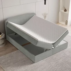 Lit Boxspring ARMEL 140X200 CM MONOLITH 84, Gris clair, Lit avec matelas et rangement