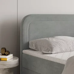 Lit Boxspring ARMEL 140X200 CM MONOLITH 84, Gris clair, Lit avec matelas et rangement