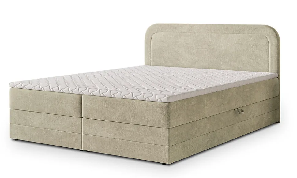 Lit Boxspring ARMEL 180X200 CM MONOLITH 04, Crème, Lit avec matelas et rangement