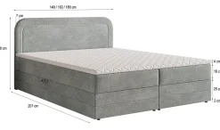 Lit Boxspring ARMEL 180X200 CM MONOLITH 04, Crème, Lit avec matelas et rangement