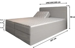 Lit Boxspring ASTOR 180X200 CM LINCOLN 39, Vert foncé, Lit avec matelas et rangement