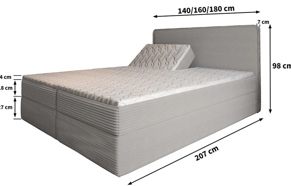 Lit Boxspring ASTOR 180X200 CM LINCOLN 39, Vert foncé, Lit avec matelas et rangement