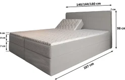 Lit Boxspring ASTOR 160X200 CM LINCOLN 77, Bleu, Lit avec matelas et rangement