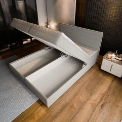 Lit Boxspring ASTOR 180X200 CM LINCOLN 83, Beige, Lit avec matelas et rangement