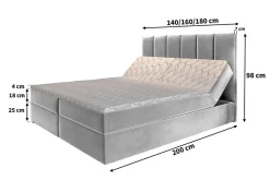 Lit Boxspring BARINO 160X200 CM PAROS 02, Beige, Lit avec matelas et rangement
