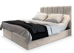 Lit Boxspring BARINO 160X200 CM PAROS 02, Beige, Lit avec matelas et rangement