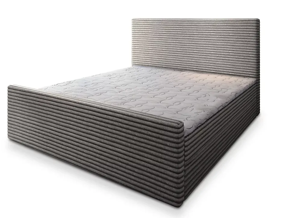 Lit Boxspring BRENTO 180X200 CM TILIA 86, Gris clair, Lit avec matelas et rangement