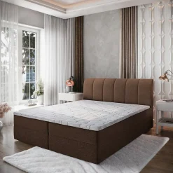 Lit Boxspring CEVANO 180x200 CM COSMIC 800, Marron, Lit avec matelas et rangement