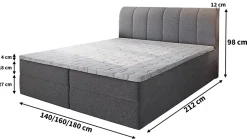 Lit Boxspring CEVANO 160X200 CM COSMIC 10, Beige, Lit avec matelas et rangement