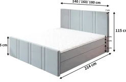 Lit Boxspring COMOZA 160X200 CM KRONOS 27, Rose, Lit avec matelas et rangement