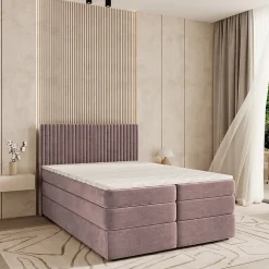 Lit Boxspring FELBIO 140X200 CM KRONOS 27, Rose, Lit avec matelas et rangement