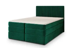 Lit Boxspring FELBIO 160X200 CM KRONOS 19, Vert foncé, Lit avec matelas et rangement