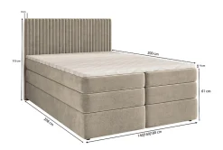 Lit Boxspring FELBIO 160X200 CM KRONOS 09, Bleu, Lit avec matelas et rangement