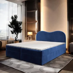 Lit Boxspring FLUVIA 140X200 CM MONOLITH 77, Bleu, Lit avec matelas et rangement
