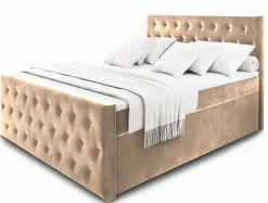 Lit Boxspring FONDI 180X200 CM CASABLANCA 04, Beige, Lit avec matelas et rangement