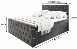 Lit Boxspring FONDI 180X200 CM CASABLANCA 04, Beige, Lit avec matelas et rangement