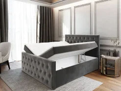 Lit Boxspring FONDI 180X200 CM CASABLANCA 04, Beige, Lit avec matelas et rangement